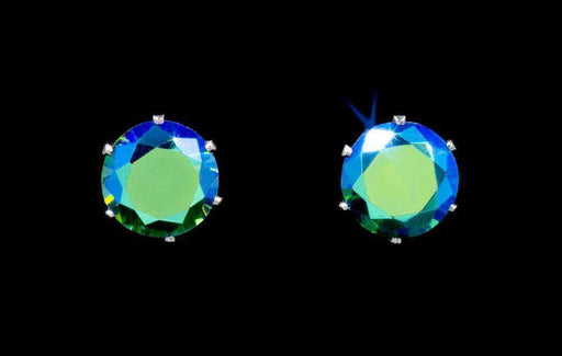 Earrings - Button 3-Carat CZ Emerald AB Stud Earrings