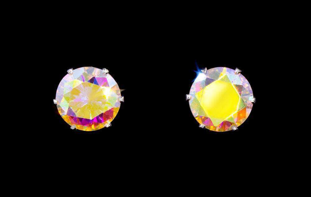 Earrings - Button 3-Carat CZ Silk AB Stud Earrings